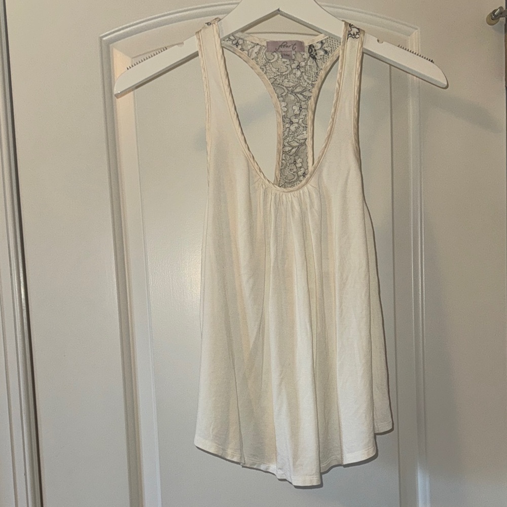 Chic Cream Lace-Back Tank Top Pajama Set